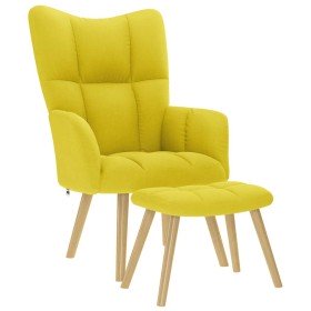 Sillón de relax con taburete tela amarillo clara Sillón de relax con taburete tela amarillo clara