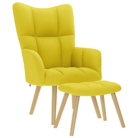 Sillón de relax con taburete tela amarillo clara en Sillones | Comprar online en Foro24