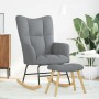 Sillón mecedora con taburete tela gris claro