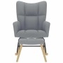 Sillón mecedora con taburete tela gris claro