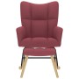 Sillón mecedora con taburete tela rojo tinto