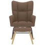 Sillón mecedora con taburete tela marrón