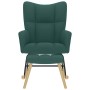 Sillón mecedora con taburete tela verde oscuro