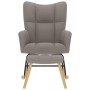 Sillón mecedora con taburete tela gris taupe