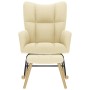 Sillón mecedora con taburete tela color crema