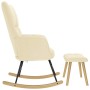 Sillón mecedora con taburete tela color crema