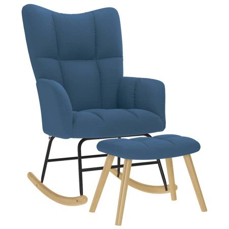 Sillón mecedora con taburete tela azul en Mecedoras | Comprar online en Foro24