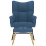 Sillón mecedora con taburete tela azul