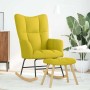 Sillón mecedora con taburete tela amarilla claro