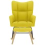 Sillón mecedora con taburete tela amarilla claro
