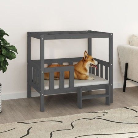 Bett für Hunde aus massiver Kiefer in Grau, 95,5x73,5x90 cm. von vidaXL, Betten für Hunde - Ref: Foro24-822384, Preis: 104,05...
