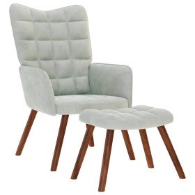 Sillón de relax con reposapiés terciopelo gris claro Sillón de relax con reposapiés terciopelo gris claro