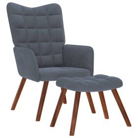 Sillón de relax con reposapiés terciopelo gris oscuro Sillón de relax con reposapiés terciopelo gris oscuro