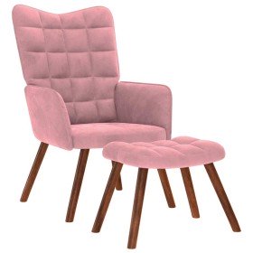 Sillón de relax con reposapiés terciopelo rosa Sillón de relax con reposapiés terciopelo rosa