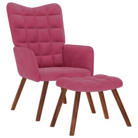 Sillón de relax con reposapiés terciopelo rojo tinto Sillón de relax con reposapiés terciopelo rojo tinto
