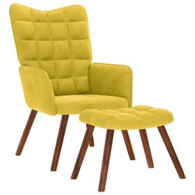 Sillón de relax con taburete terciopelo amarillo Sillón de relax con taburete terciopelo amarillo