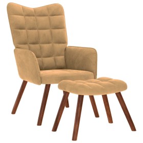 Sillón de relax con reposapiés terciopelo marrón Sillón de relax con reposapiés terciopelo marrón