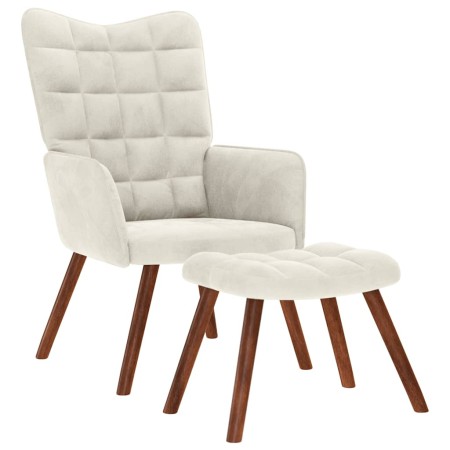 Sillón de relax con taburete terciopelo crema