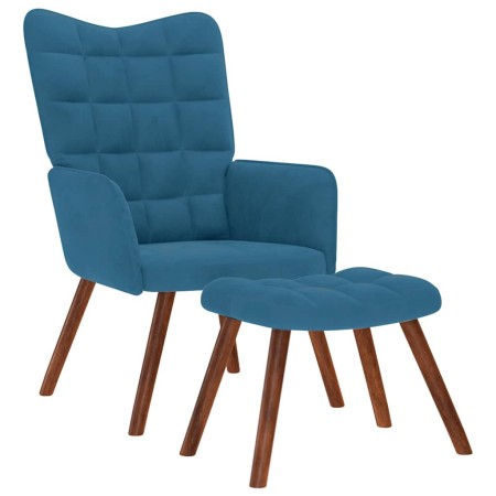 Sillón de relax con reposapiés terciopelo azul en Sillones | Comprar online en Foro24