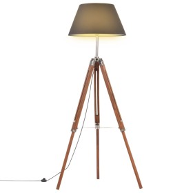 Lámpara de trípode madera maciza de teca marrón y negro 141 cm