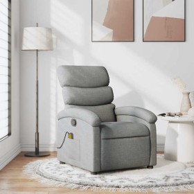 Sillón reclinable de masaje de tela gris claro