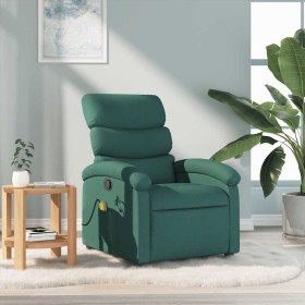 Sillón de masaje reclinable de tela verde oscuro