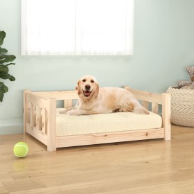 Cama para perros madera maciza de pino 75,5x55,5x28 cm