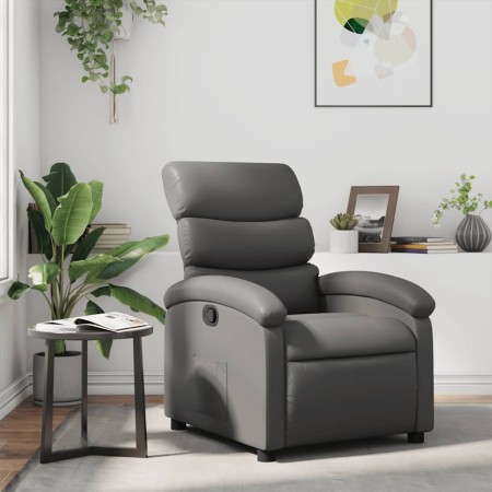 Sillón reclinable de cuero sintético gris