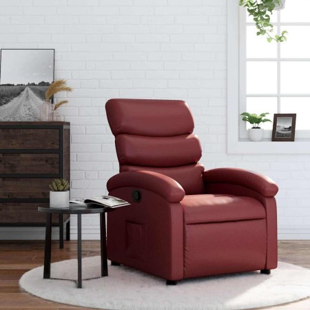 Sillón reclinable de cuero sintético rojo tinto