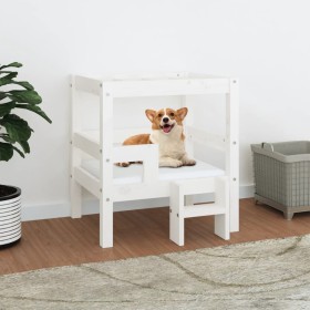 Cama para perros madera maciza de pino blanco 55,5x53,5x60 cm