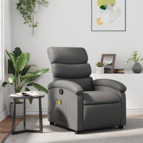 Sillón de masaje reclinable cuero sintético gris
