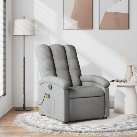 Sillón reclinable de masaje de tela gris claro