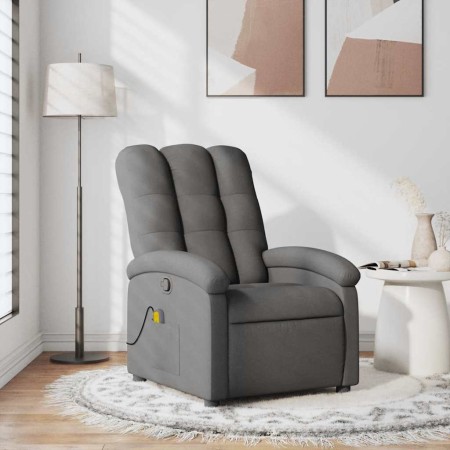Sillón de masaje reclinable de tela gris oscuro