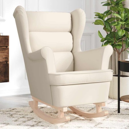 Silla mecedora de tela crema 74x90x102 cm en Sillones | Comprar online en Foro24