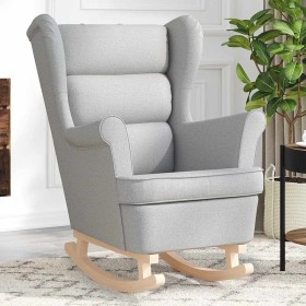 Silla mecedora de tela gris nube 74x90x102 cm Silla mecedora de tela gris nube 74x90x102 cm