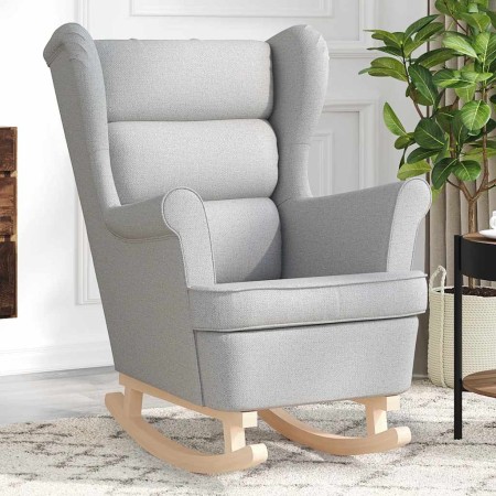 Silla mecedora de tela gris nube 74x90x102 cm