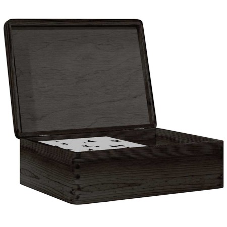 Caja de madera con tapa madera maciza de pino negra 40x30x13 cm