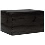 Caja de madera con tapa madera maciza de pino negra 40x30x23 cm