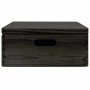 Caja de madera tapa y asas madera maciza pino negra 40x30x13 cm