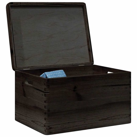 Caja de madera con tapa y asas madera maciza pino 40x30x23 cm
