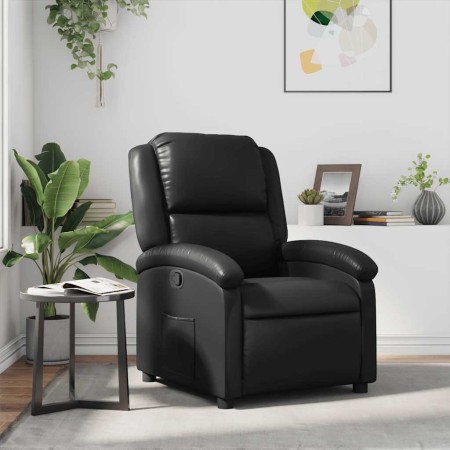 Sillón reclinable de cuero sintético negro