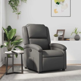 Sillón reclinable de cuero sintético gris