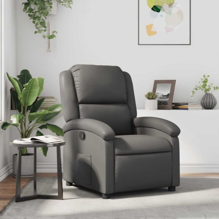 Sillón reclinable de cuero sintético gris