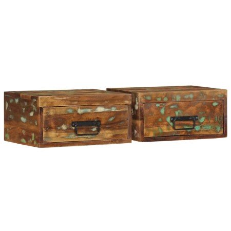 Mesitas de noche de pared 2 uds madera maciza reciclada en Mesitas de noche | Comprar online en Foro24