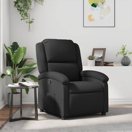 Sillón reclinable de cuero auténtico negro