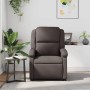 Sillón de masaje eléctrico cuero auténtico marrón oscuro