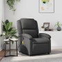 Sillón reclinable de masaje cuero auténtico gris