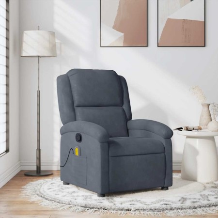 Sillón de masaje reclinable de terciopelo gris oscuro
