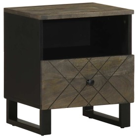 Mesita de noche de madera maciza de mango negra 40x33x46 cm en Mesitas de noche | Comprar online en Foro24