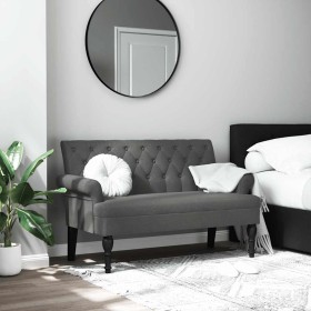 Banco con respaldo tela gris oscuro 120x62x75,5 cm